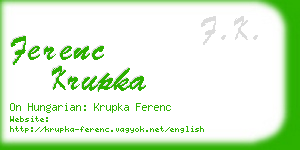 ferenc krupka business card